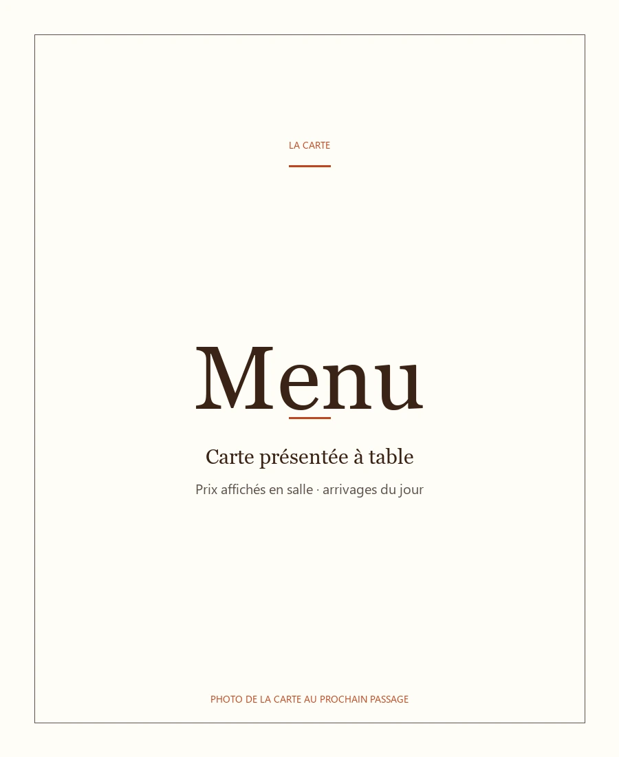 Carte de Brioche Dorée Arue, photo de la carte au prochain passage
